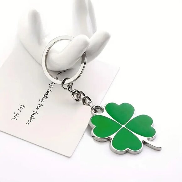 Lucky Four Leaf Clover Keychain or bag charm - Picture 1 of 2